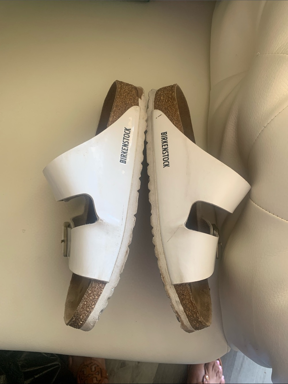 BIRKENSTOCK White Double Strap Cork Sandals - Picture 2 of 8